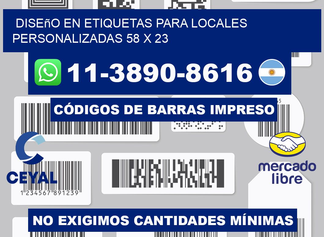 diseño en etiquetas para locales personalizadas 58 x 23