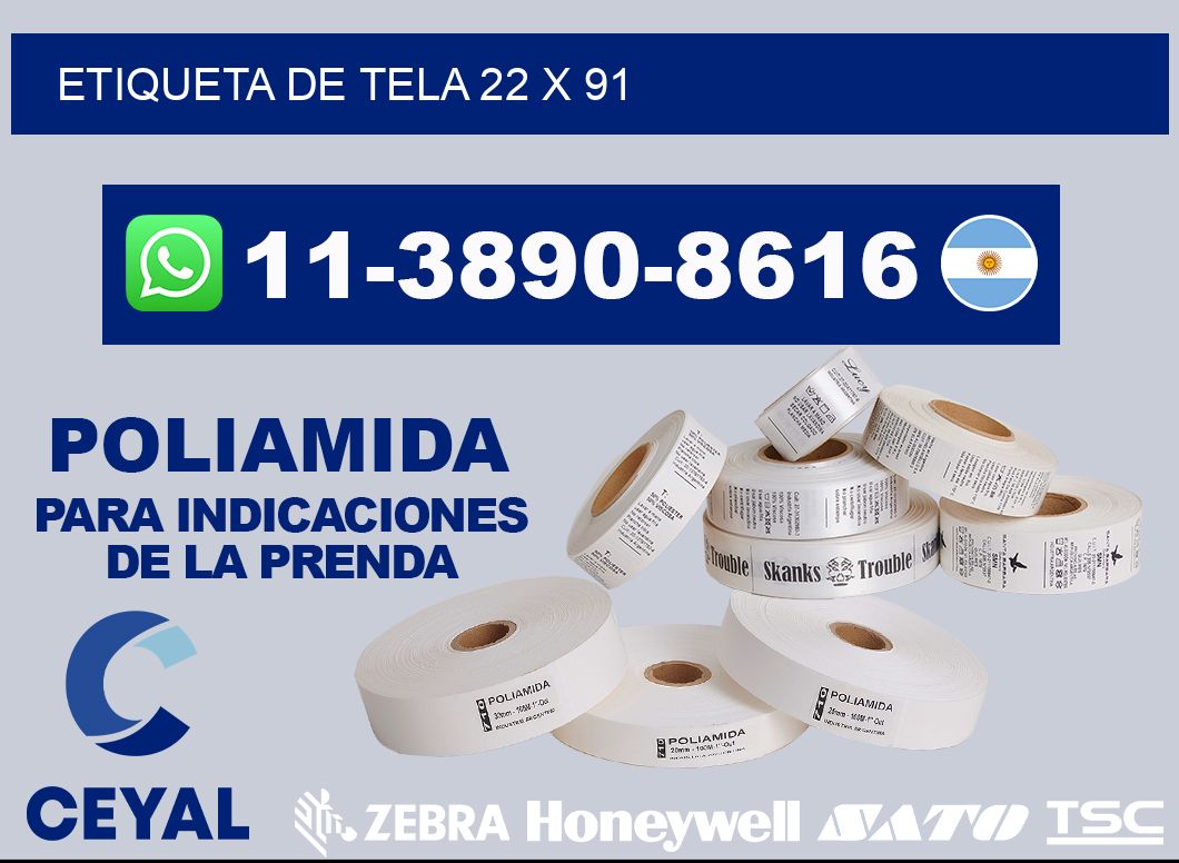 etiqueta de tela 22 x 91