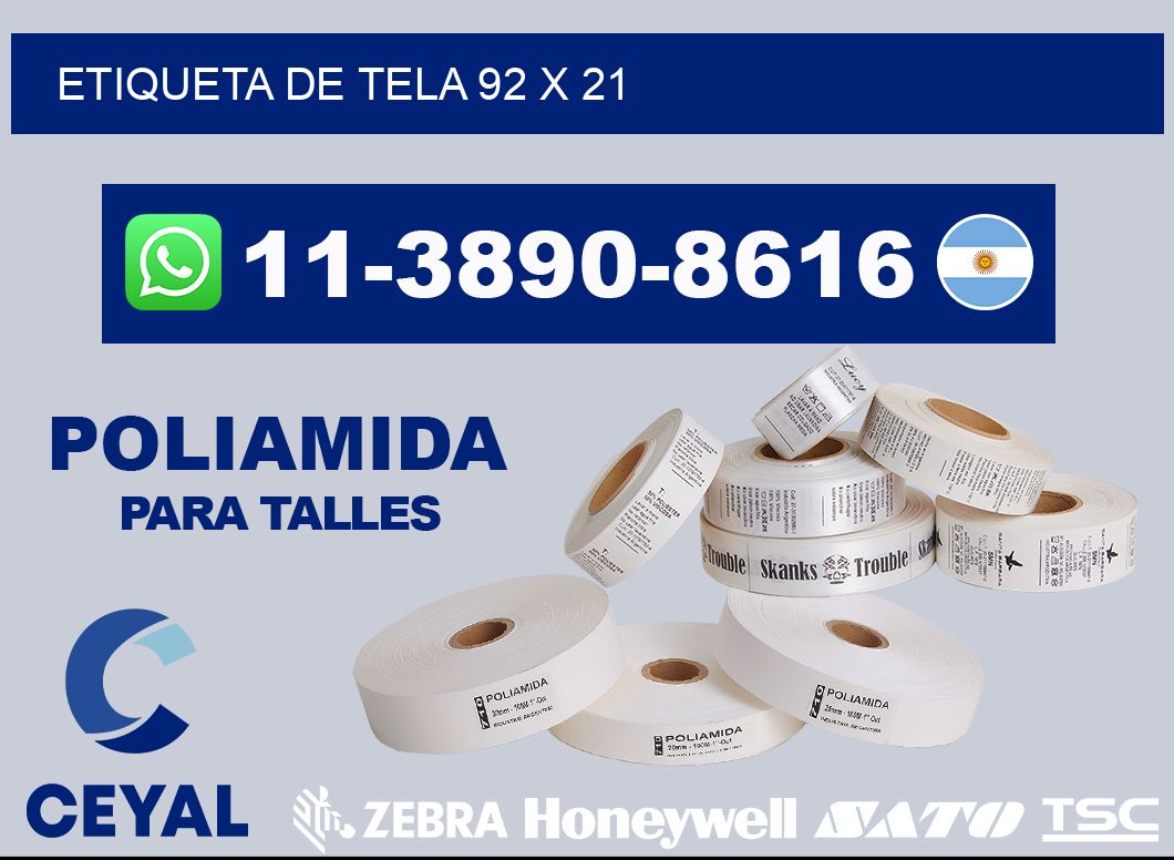 etiqueta de tela 92 x 21