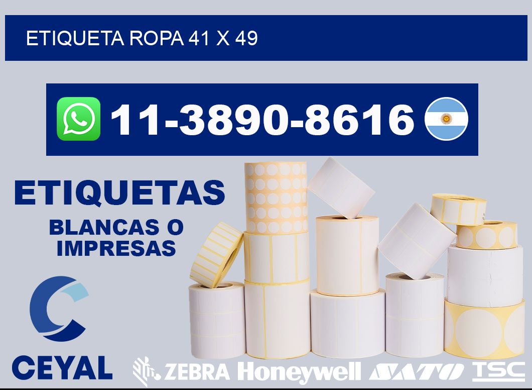 etiqueta ropa 41 x 49