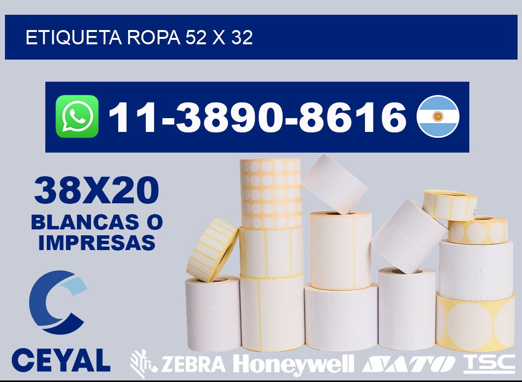 etiqueta ropa 52 x 32