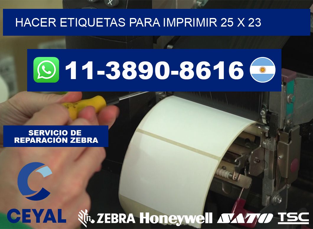 Hacer etiquetas para imprimir 25 x 23