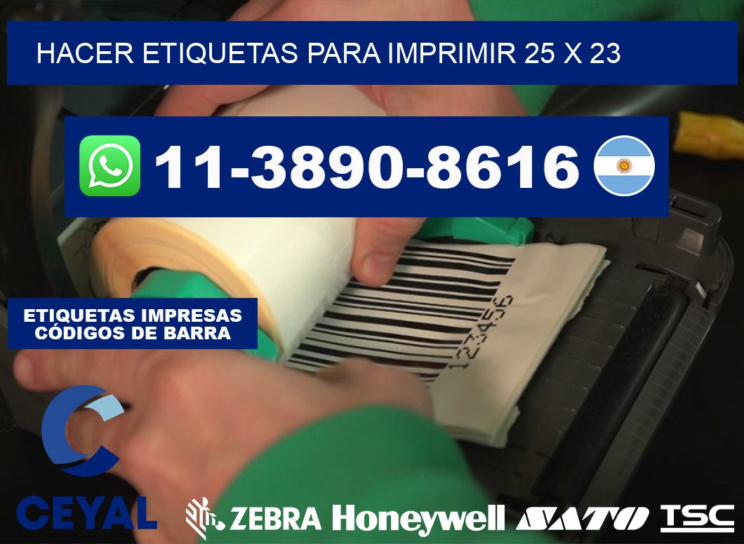 Hacer etiquetas para imprimir 25 x 23