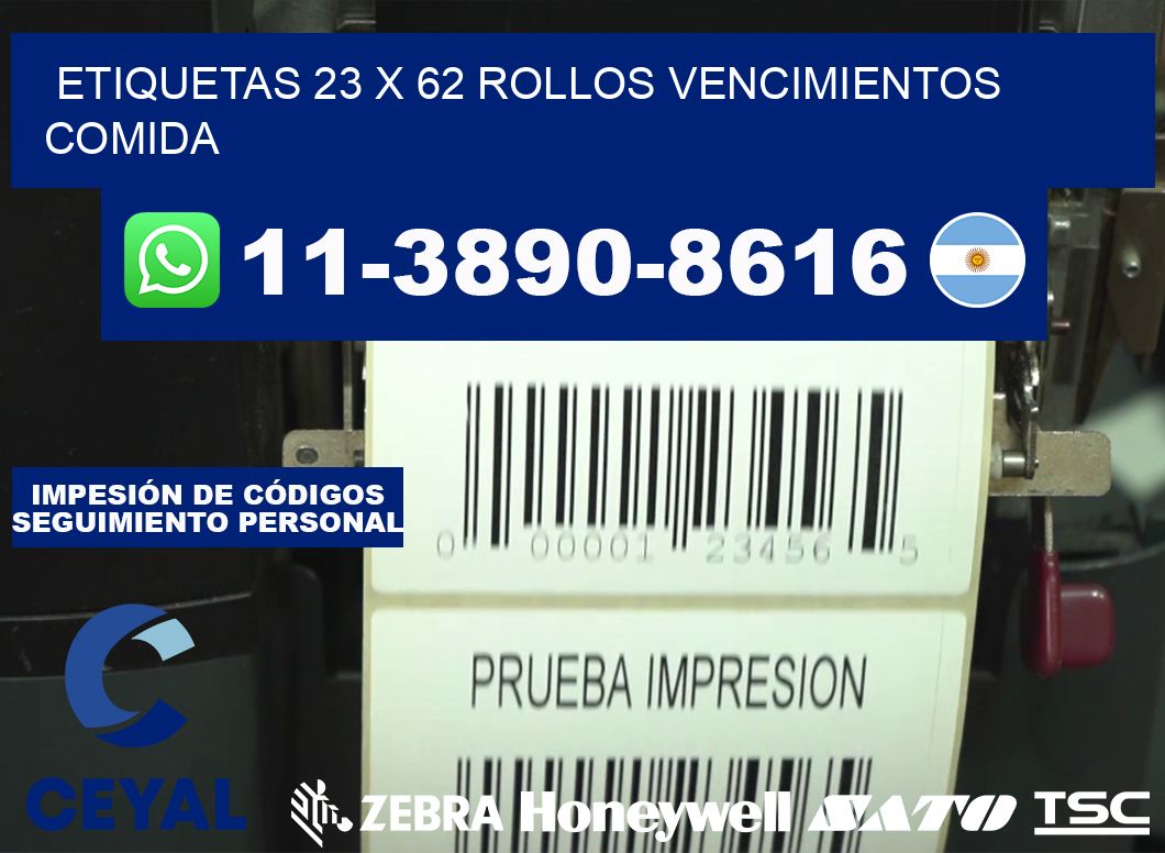 etiquetas 23 x 62 rollos vencimientos comida