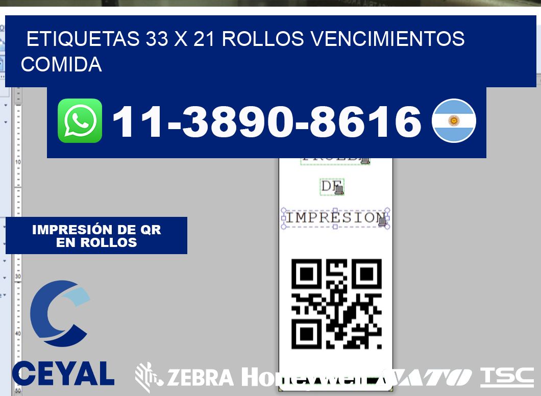 etiquetas 33 x 21 rollos vencimientos comida