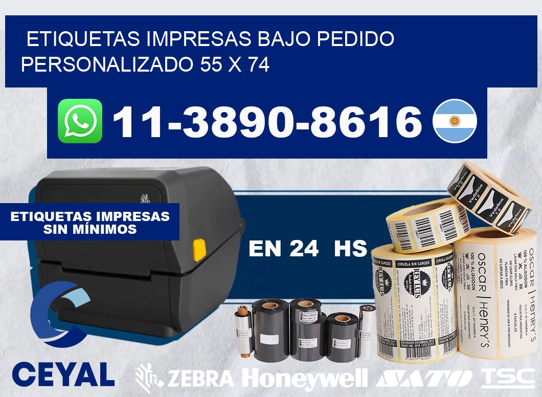 etiquetas impresas bajo pedido personalizado 55 x 74
