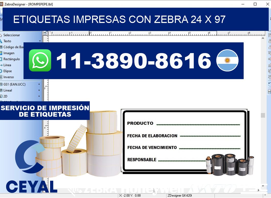 etiquetas impresas con zebra 24 x 97