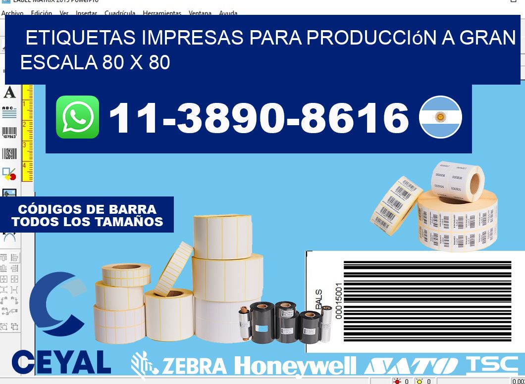 etiquetas impresas para producción a gran escala 80 x 80