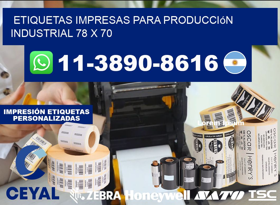 etiquetas impresas para producción industrial 78 x 70
