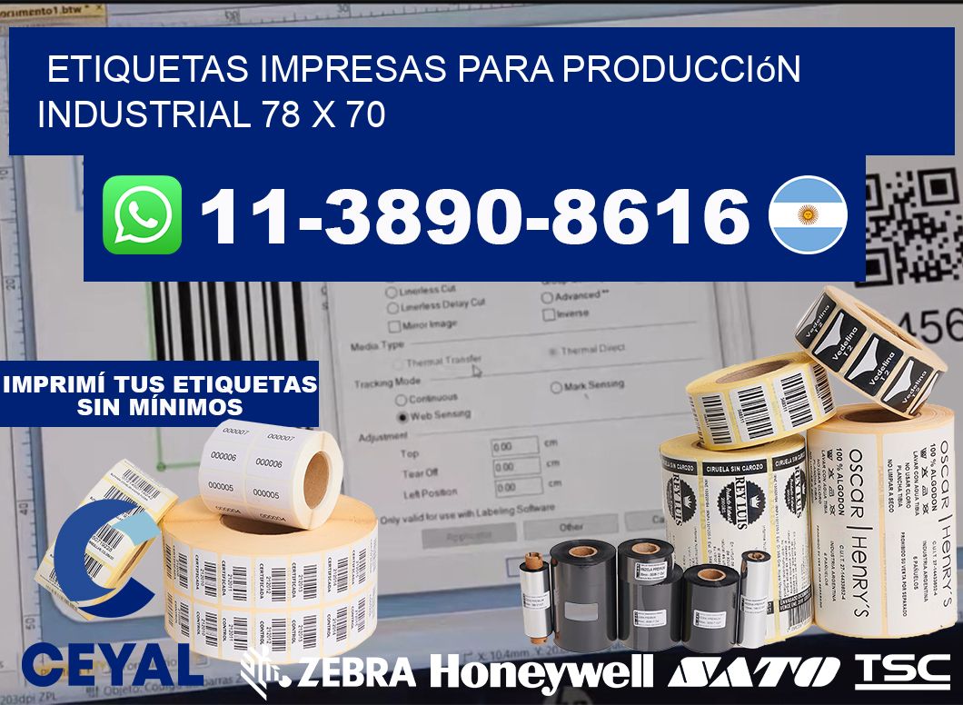 etiquetas impresas para producción industrial 78 x 70