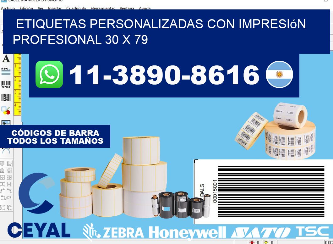 etiquetas personalizadas con impresión profesional 30 x 79