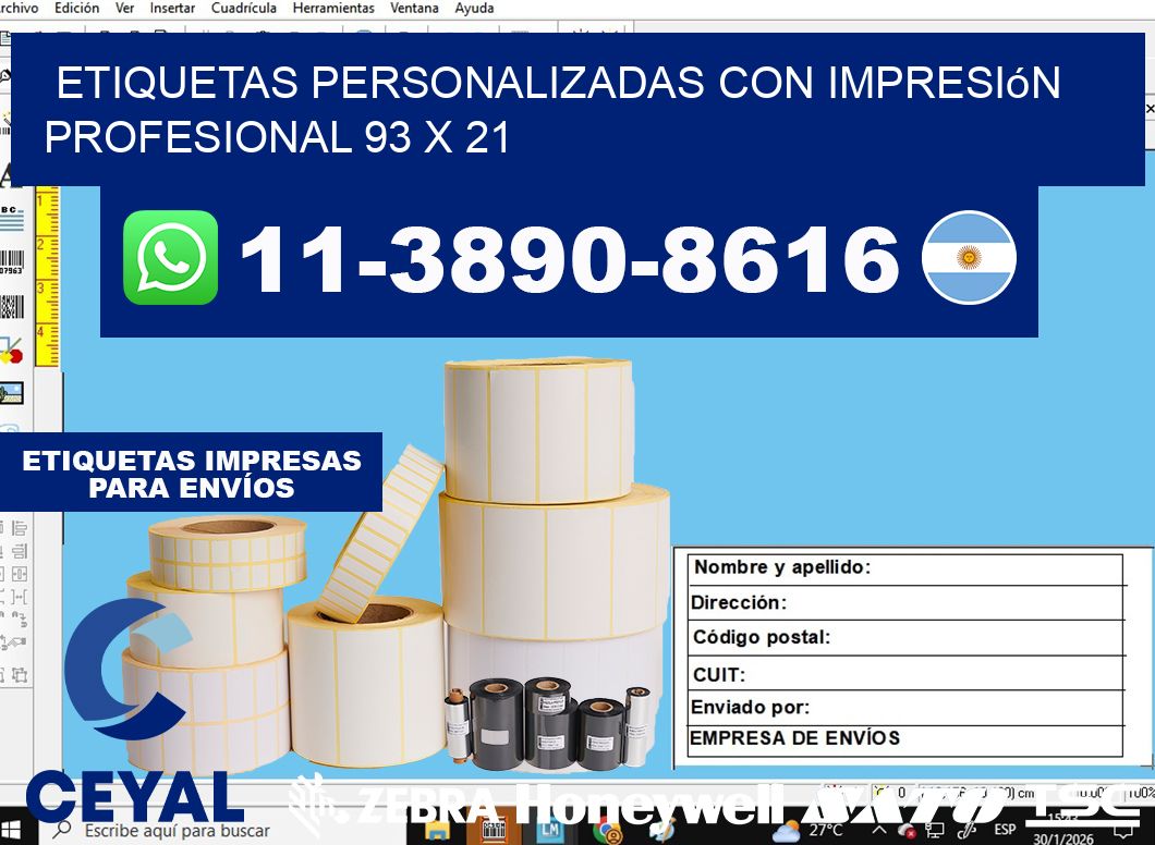 etiquetas personalizadas con impresión profesional 93 x 21
