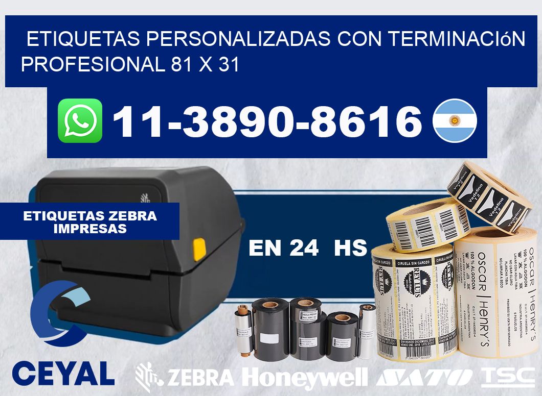 etiquetas personalizadas con terminación profesional 81 x 31