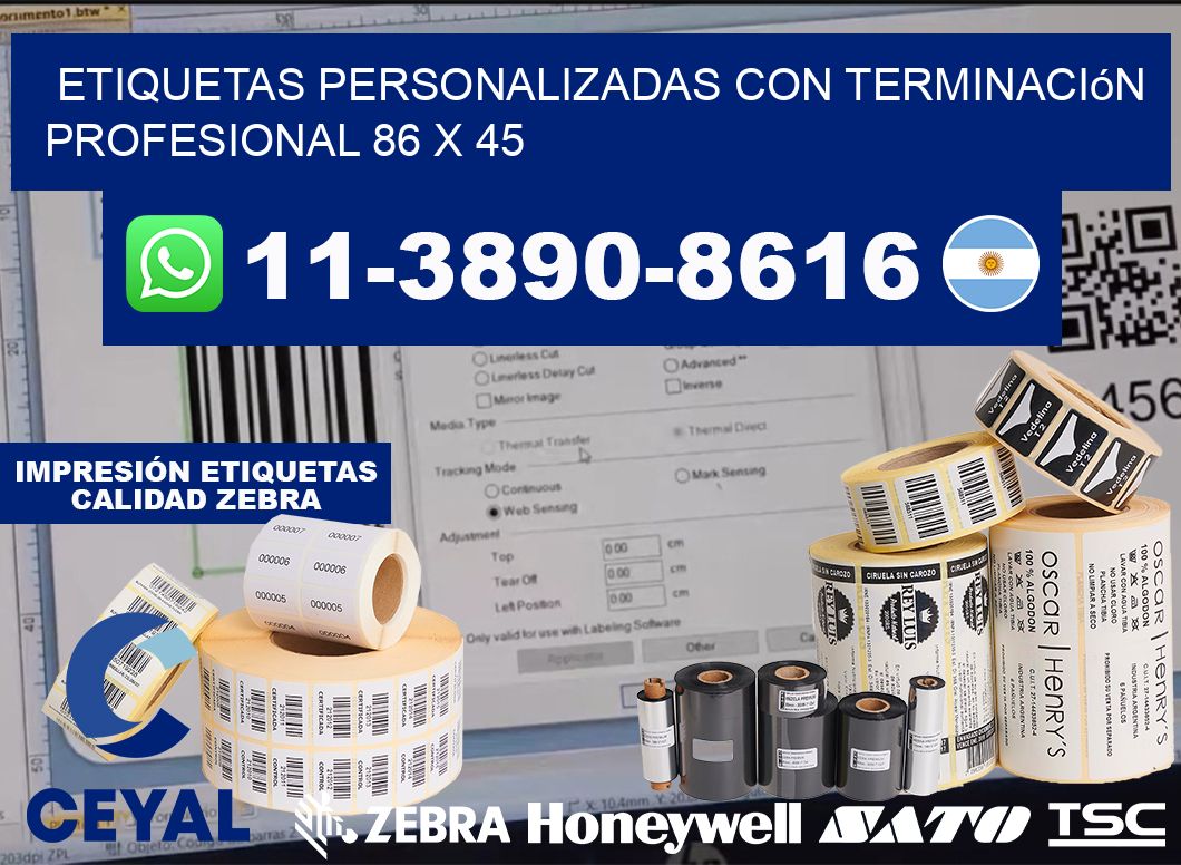 etiquetas personalizadas con terminación profesional 86 x 45