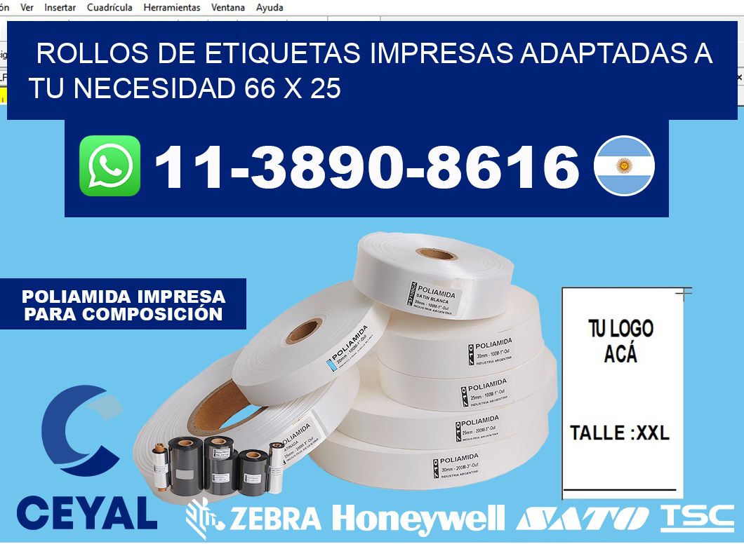 rollos de etiquetas impresas adaptadas a tu necesidad 66 x 25