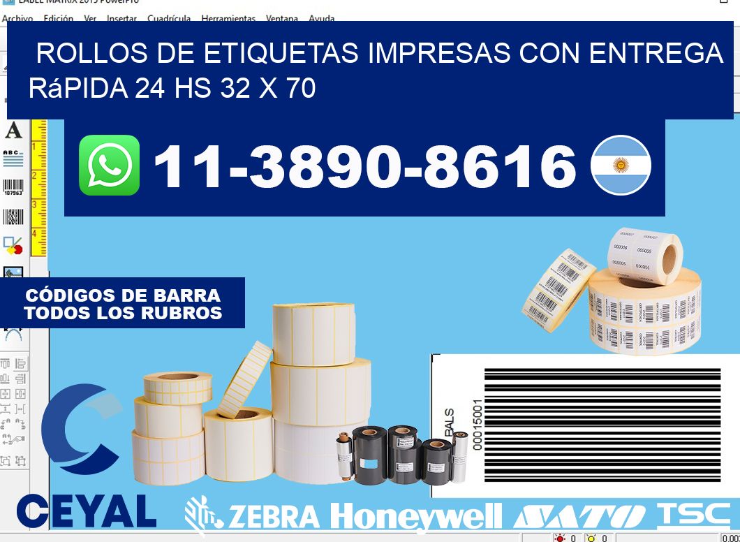 rollos de etiquetas impresas con entrega rápida 24 hs 32 x 70
