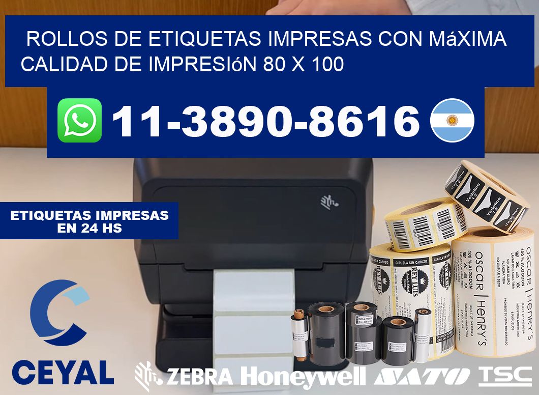 rollos de etiquetas impresas con máxima calidad de impresión 80 x 100