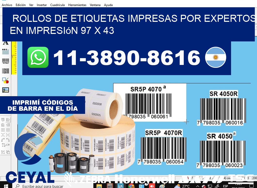 rollos de etiquetas impresas por expertos en impresión 97 x 43