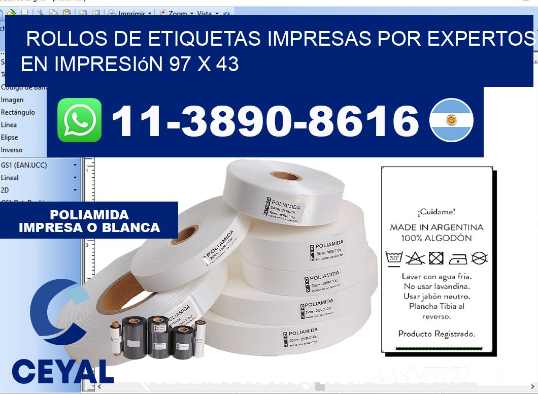 rollos de etiquetas impresas por expertos en impresión 97 x 43