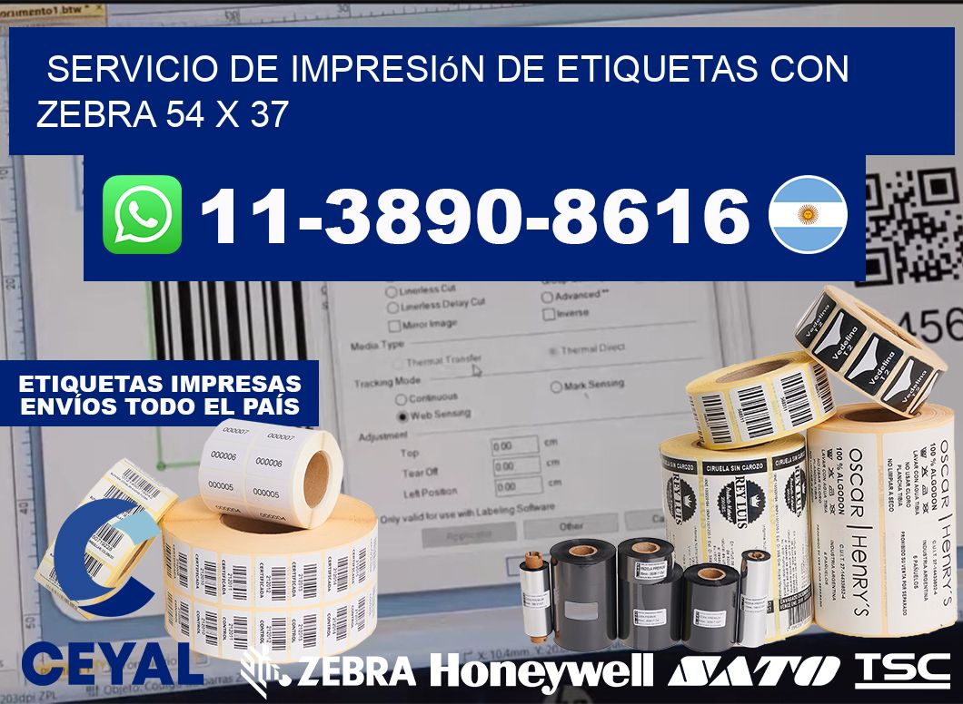 servicio de impresión de etiquetas con Zebra 54 x 37