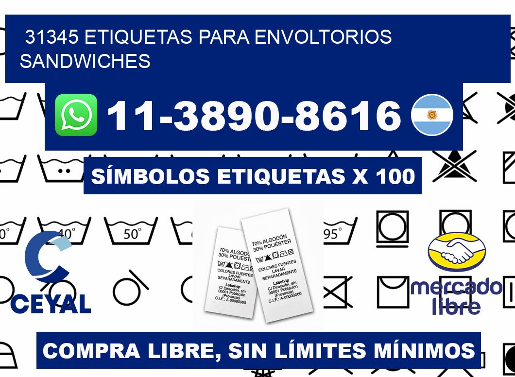 31345 etiquetas para envoltorios sandwiches