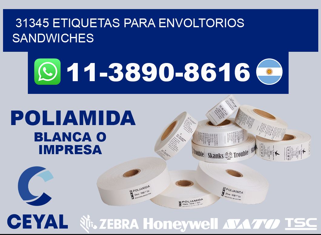 31345 etiquetas para envoltorios sandwiches