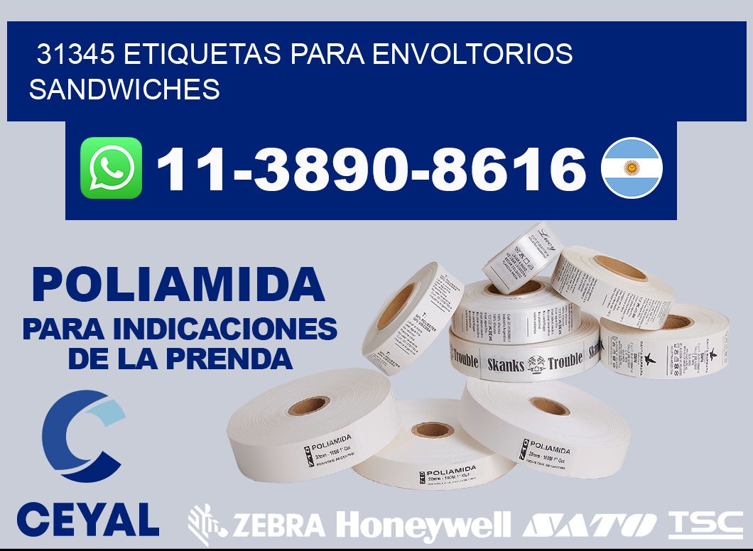 31345 etiquetas para envoltorios sandwiches