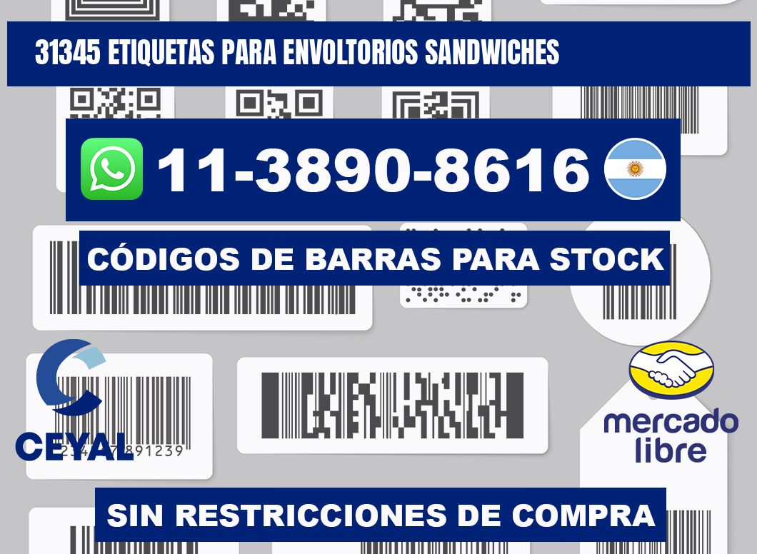 31345 etiquetas para envoltorios sandwiches