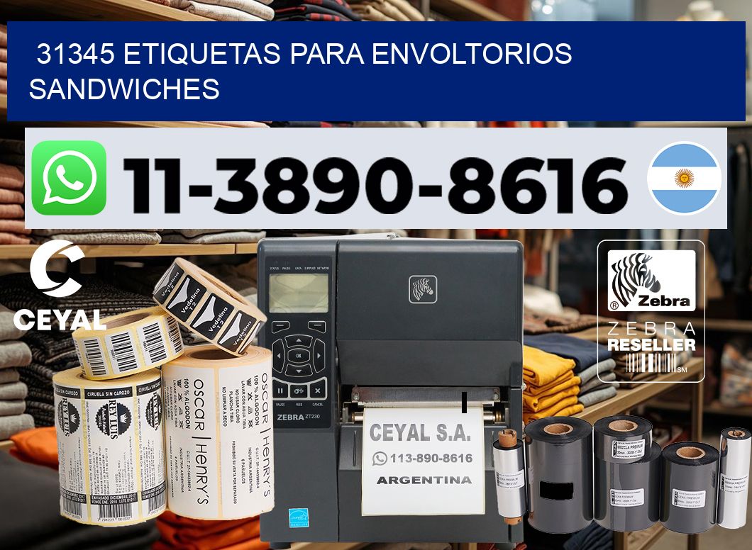 31345 etiquetas para envoltorios sandwiches