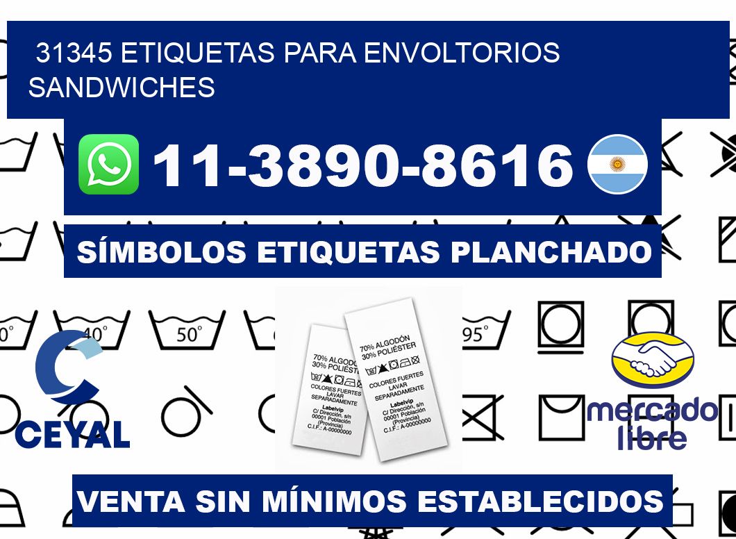 31345 etiquetas para envoltorios sandwiches