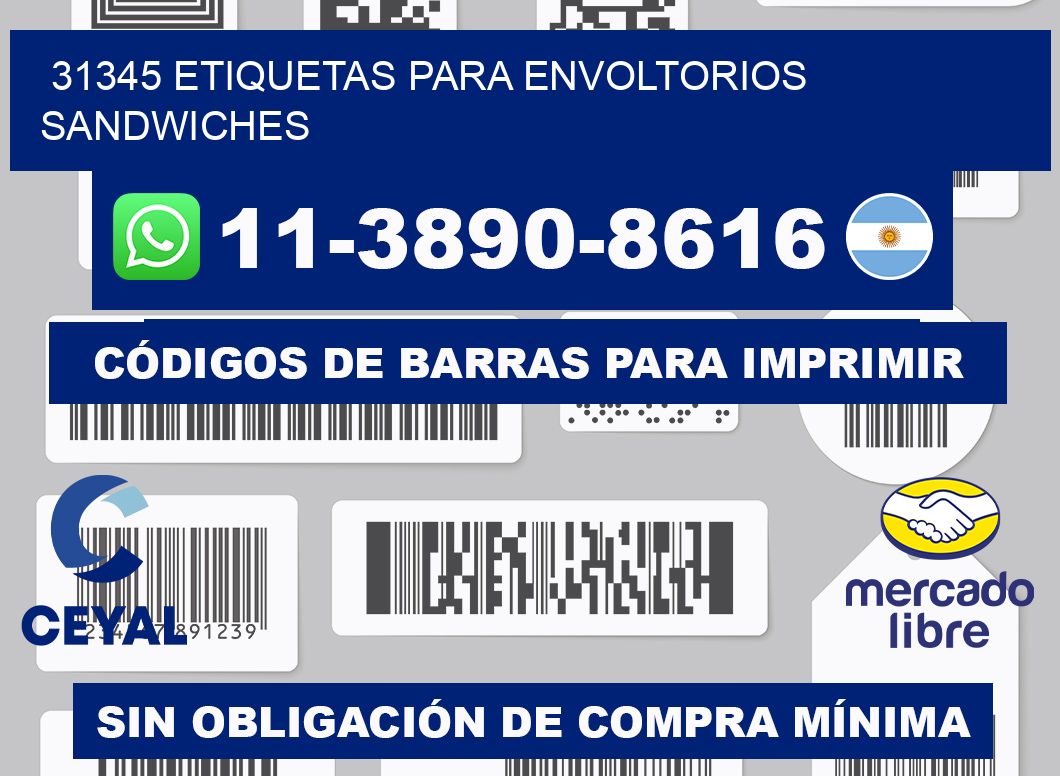 31345 etiquetas para envoltorios sandwiches