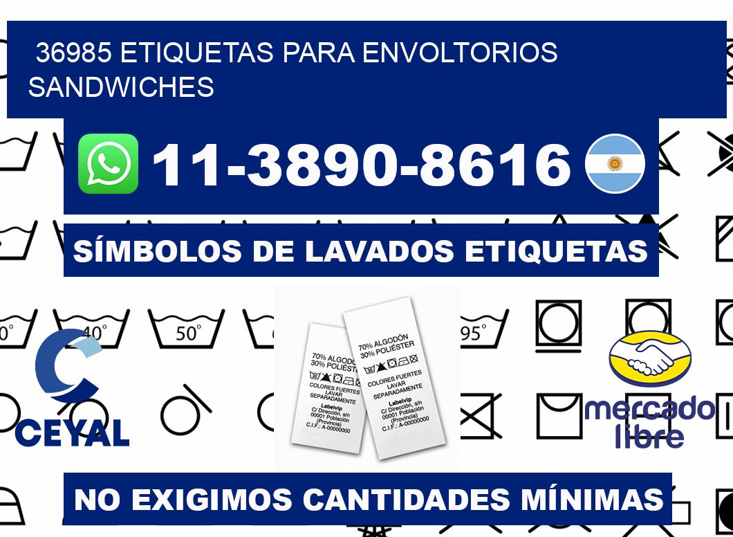 36985 etiquetas para envoltorios sandwiches