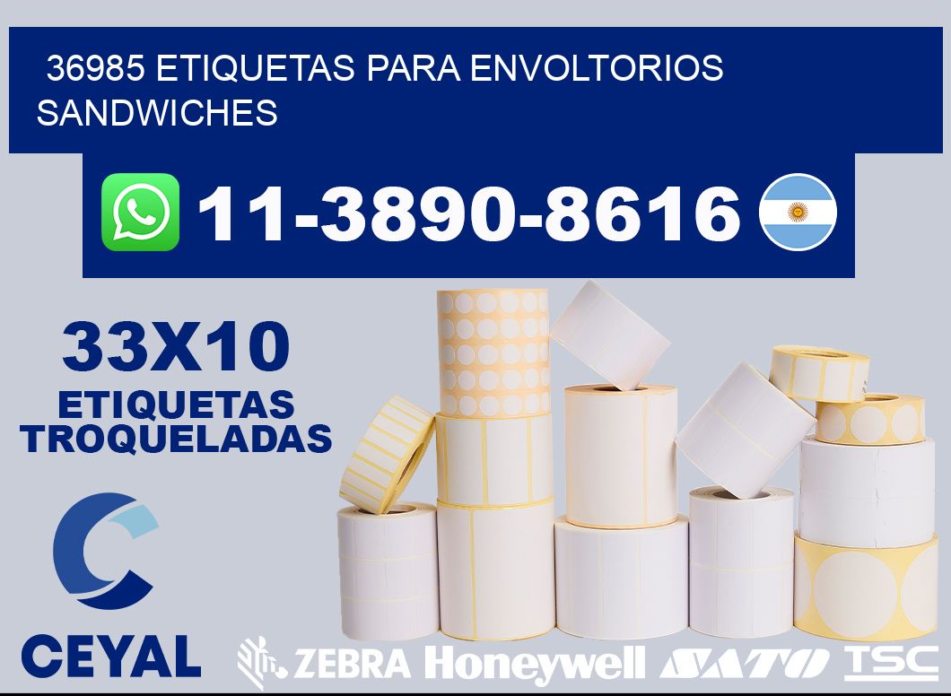 36985 etiquetas para envoltorios sandwiches