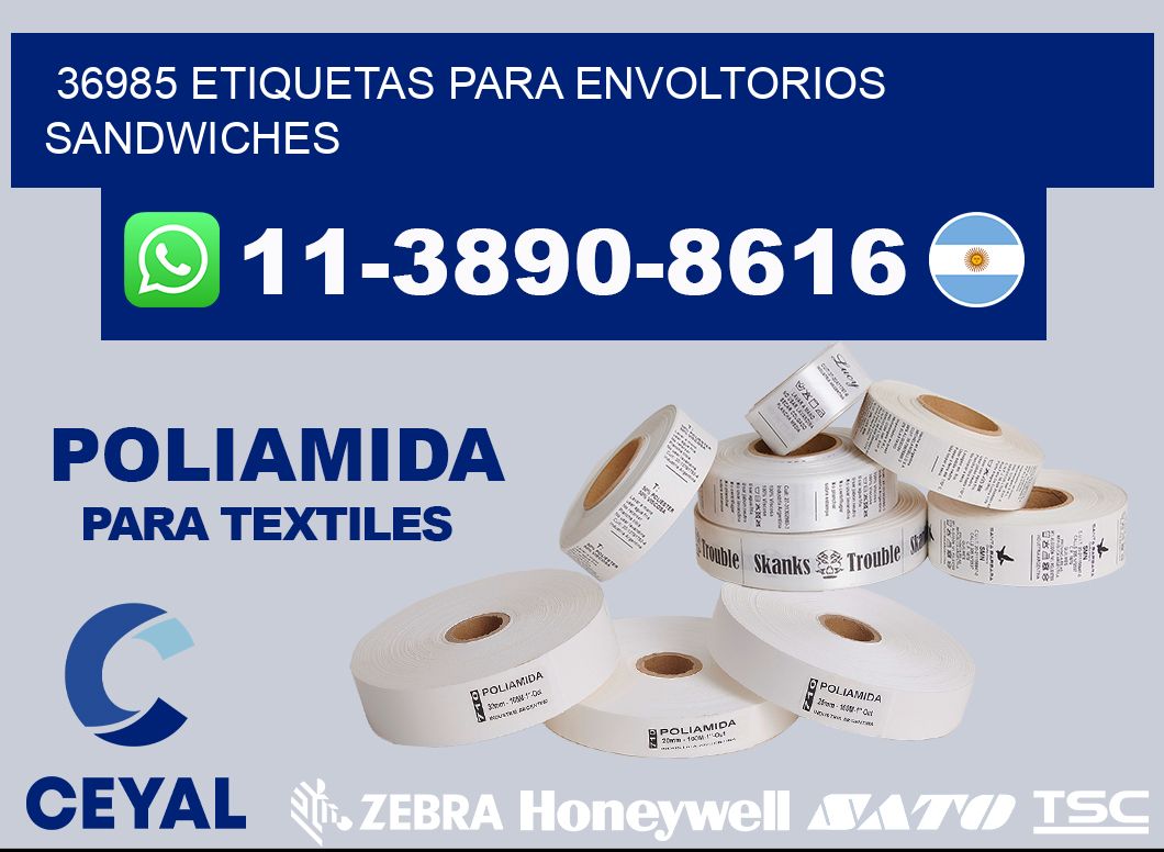 36985 etiquetas para envoltorios sandwiches