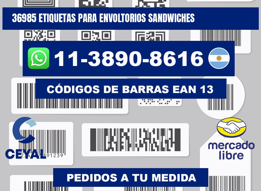 36985 etiquetas para envoltorios sandwiches