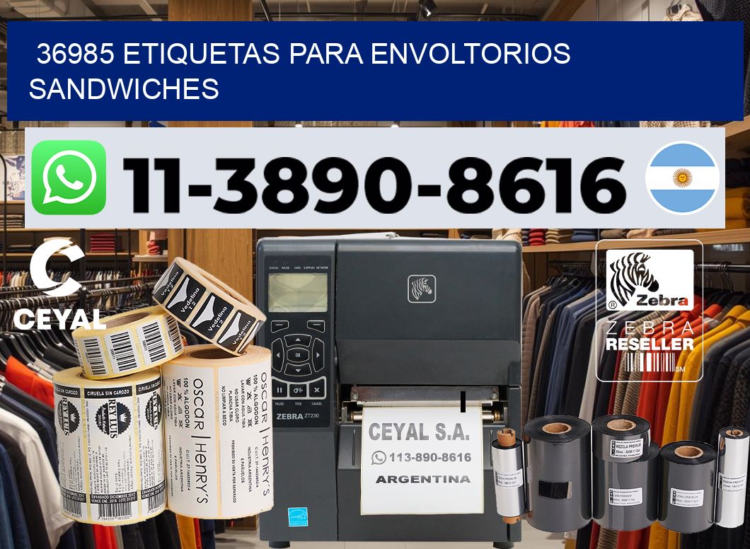 36985 etiquetas para envoltorios sandwiches