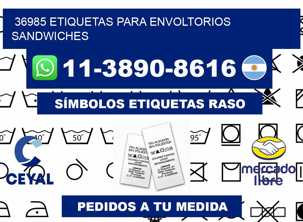 36985 etiquetas para envoltorios sandwiches