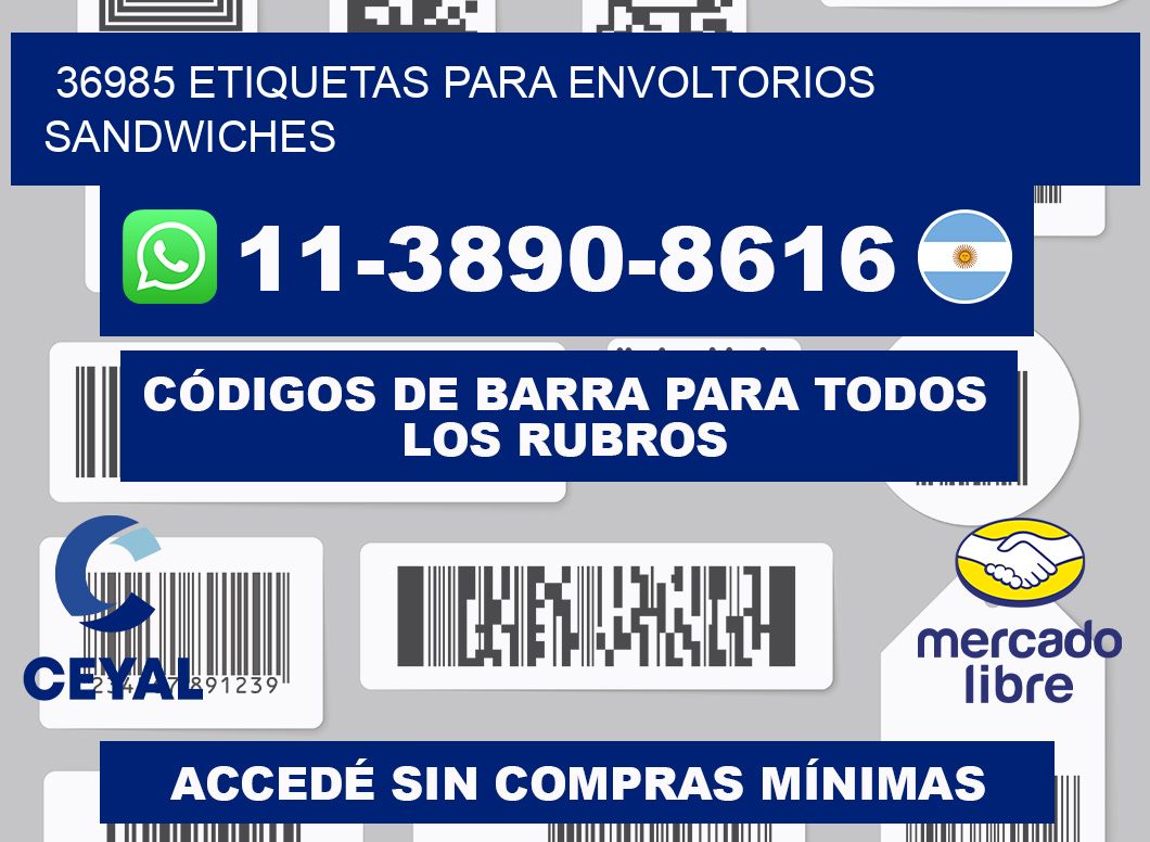 36985 etiquetas para envoltorios sandwiches