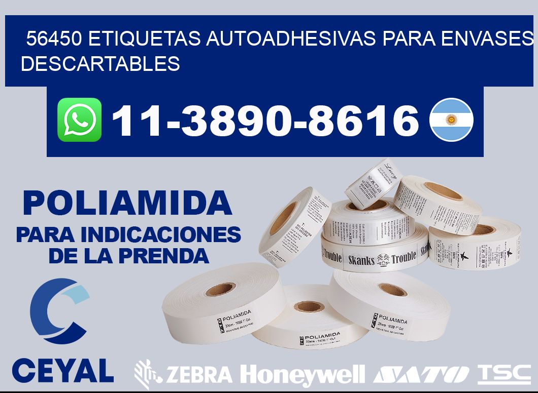 56450 etiquetas autoadhesivas para envases descartables