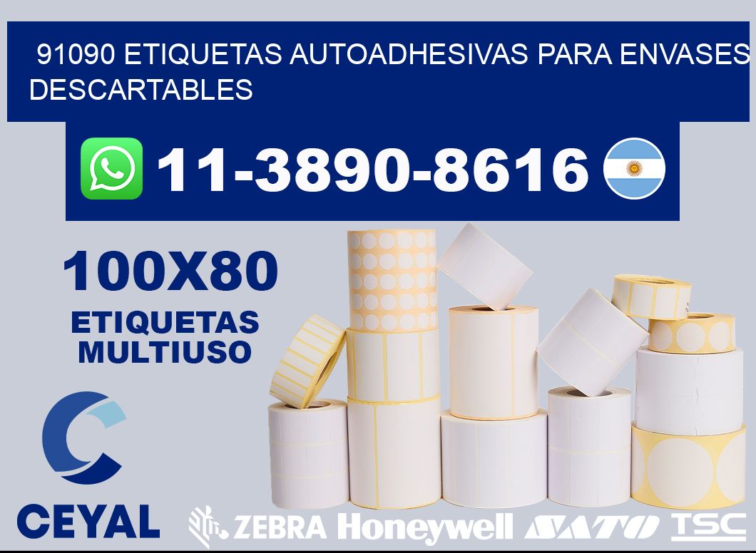 91090 etiquetas autoadhesivas para envases descartables