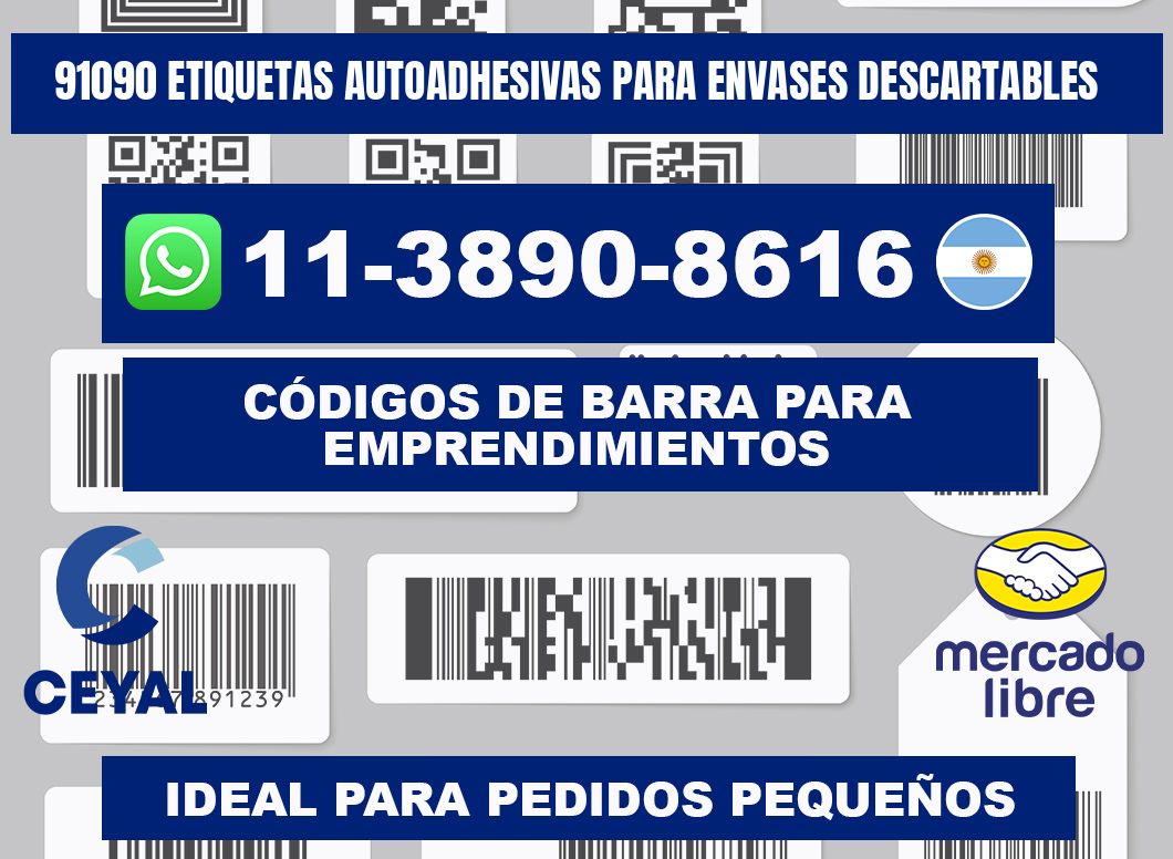 91090 etiquetas autoadhesivas para envases descartables