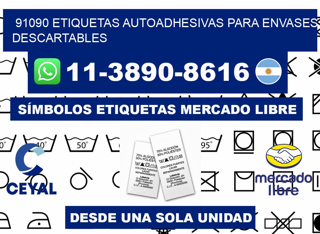 91090 etiquetas autoadhesivas para envases descartables