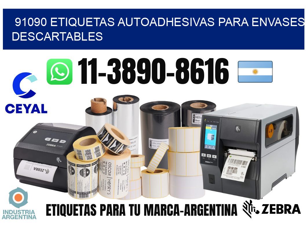91090 etiquetas autoadhesivas para envases descartables