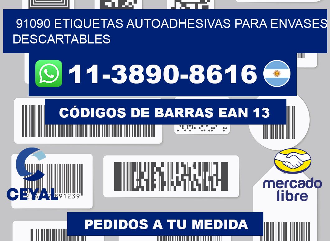 91090 etiquetas autoadhesivas para envases descartables