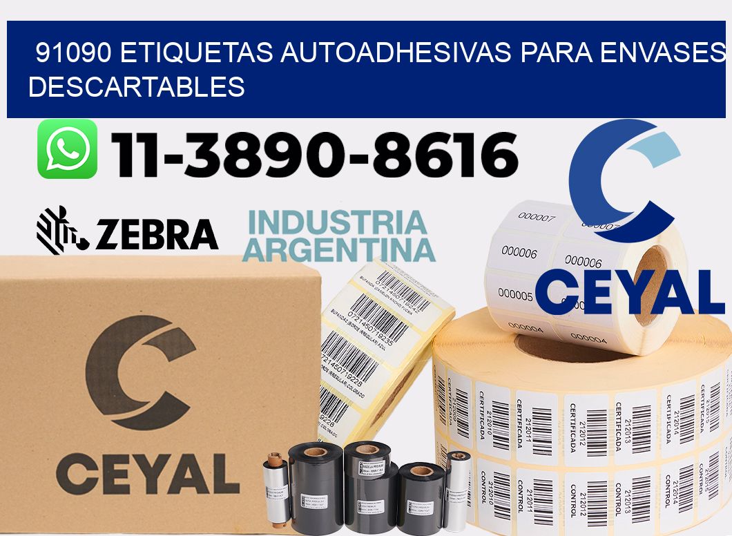 91090 etiquetas autoadhesivas para envases descartables