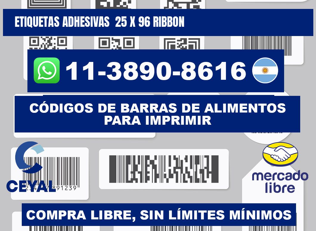 Etiquetas adhesivas  25 x 96 ribbon