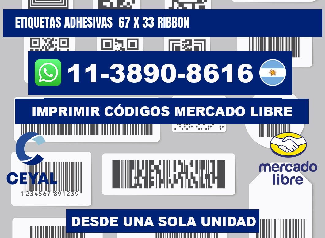 Etiquetas adhesivas 67 x 33 ribbon