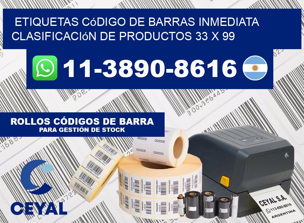 Etiquetas código de barras inmediata clasificación de productos 33 x 99