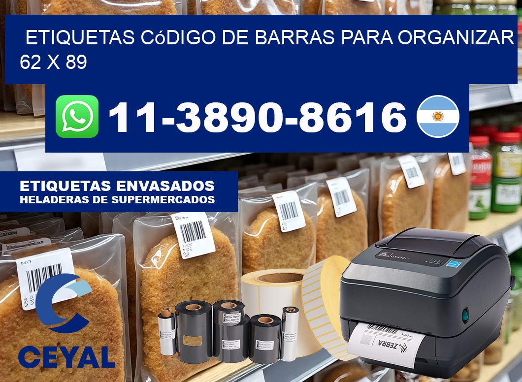 Etiquetas código de barras para organizar 62 x 89