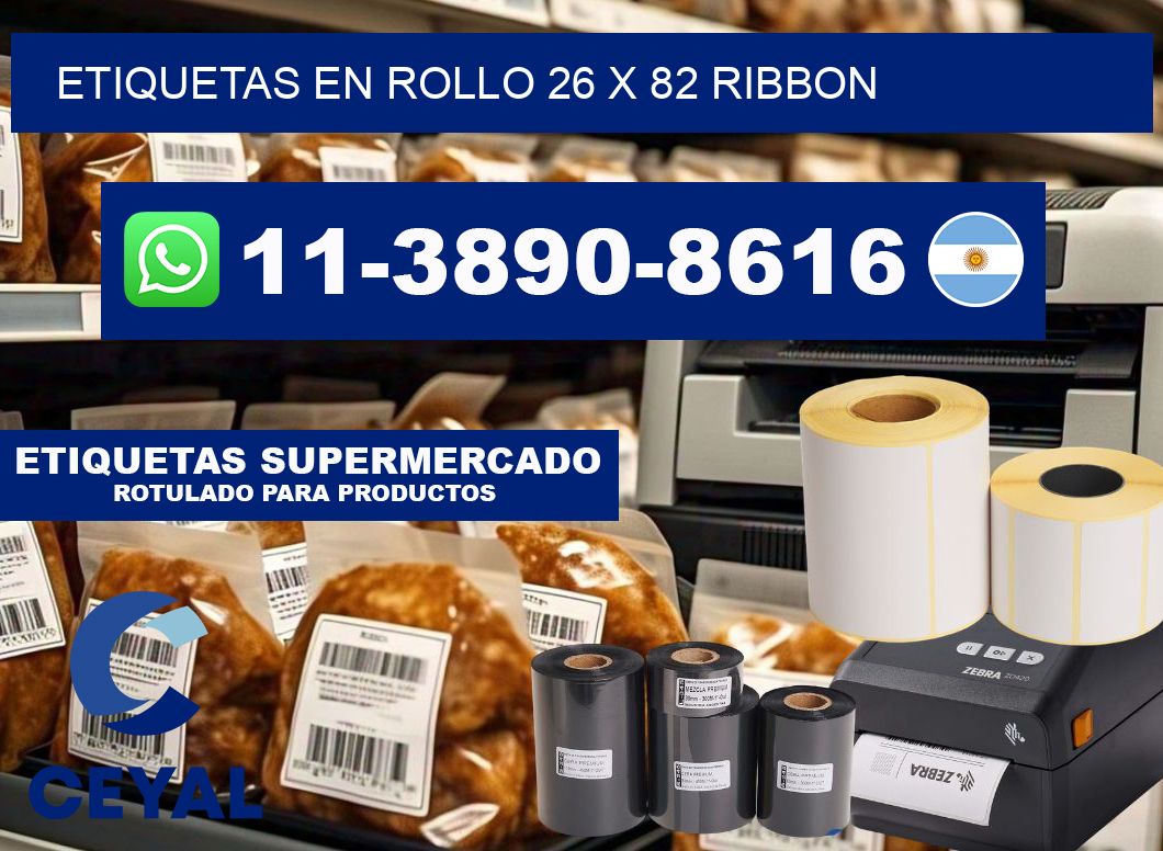 Etiquetas en rollo 26 x 82 ribbon